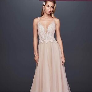 Galina Signature Sheer beaded bodice Aline Dress